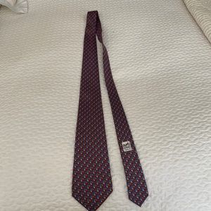 Hermes silk tie, blue, orange, white